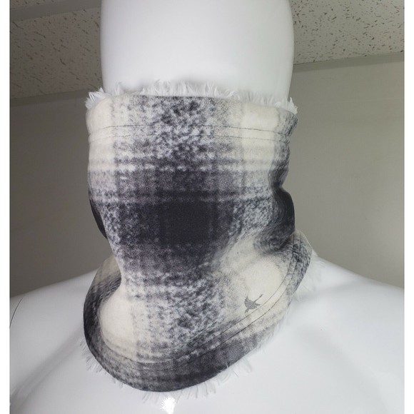 Eddie Bauer Winter Fleece Neck Warmer Shell Lining with Pull String Plaid Print - Picture 2 of 12